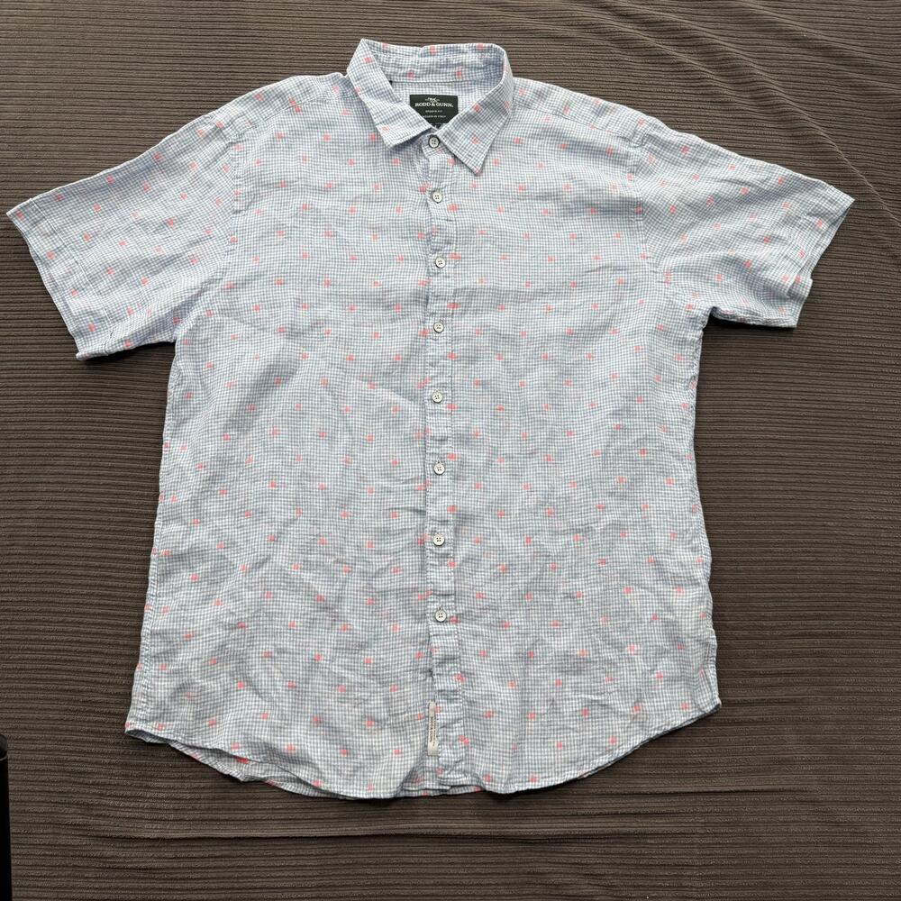 Rodd‎ & Gunn Shirt Mens 2XL Linen Blend Short Sleeve Button Up Made in Italy